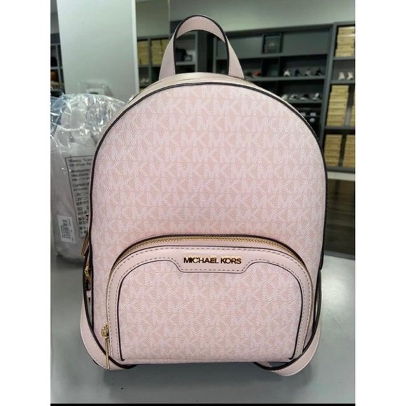 Michael Kors Jaycee Medium Leather Backpack Powderblush - Picture 1 of 7